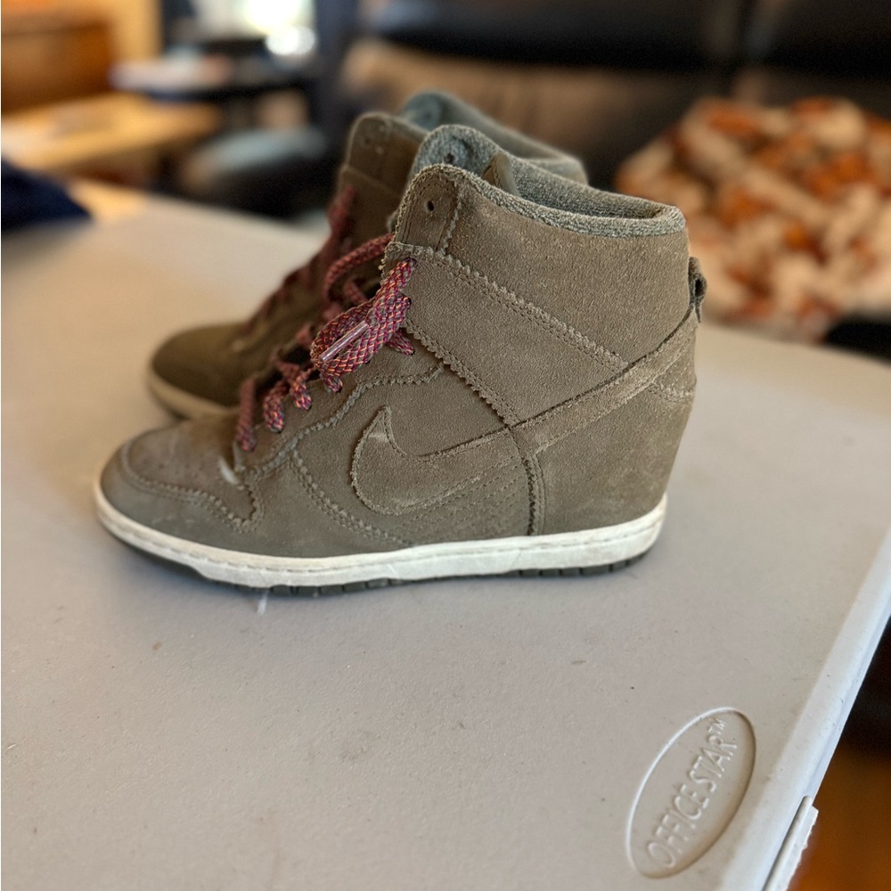 Nike Suede High-Top Sneakers with Pink Laces